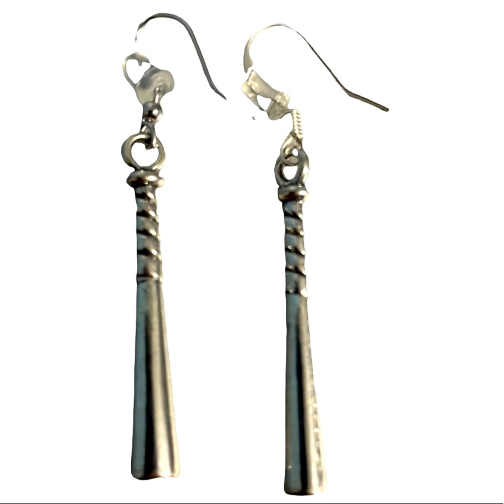 Baseball bat earrings silver color new